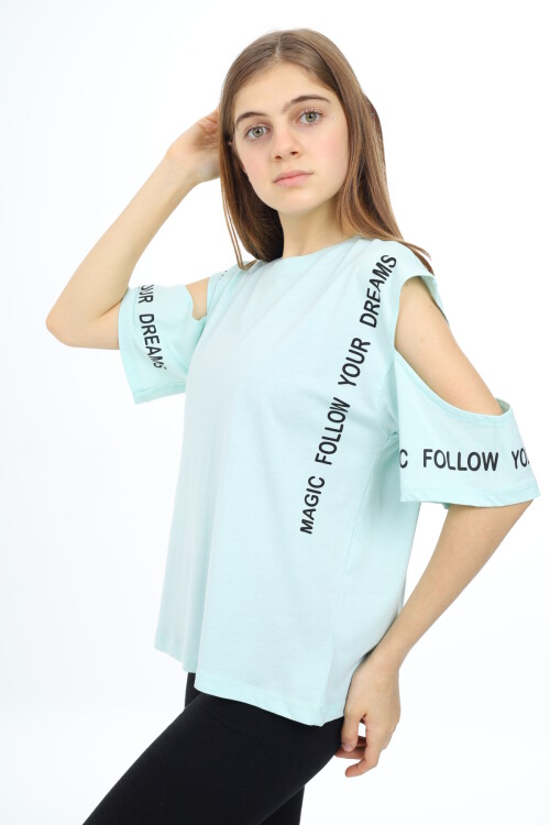 Kız Çocuk Omuzları Açık T-Shirt 9-14 Yaş px017