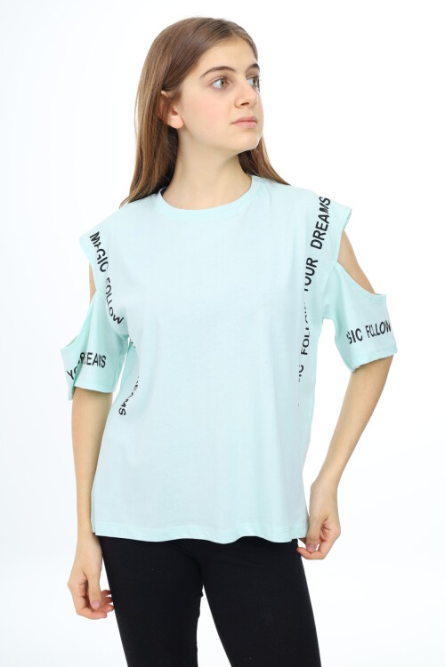 Kız Çocuk Omuzları Açık T-Shirt 9-14 Yaş px017