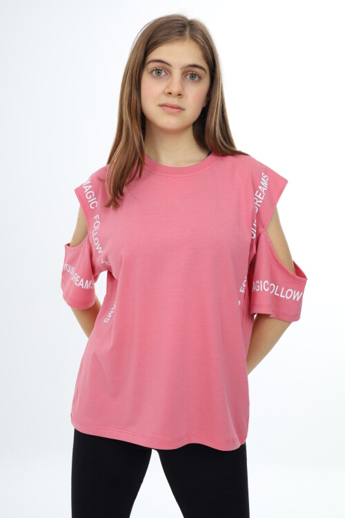 Kız Çocuk Omuzları Açık T-Shirt 9-14 Yaş px017
