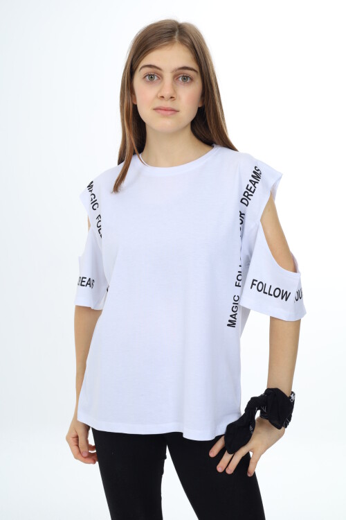 Kız Çocuk Omuzları Açık T-Shirt 9-14 Yaş px017