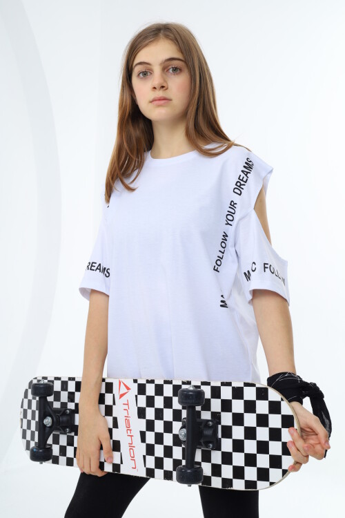 Kız Çocuk Omuzları Açık T-Shirt 9-14 Yaş px017