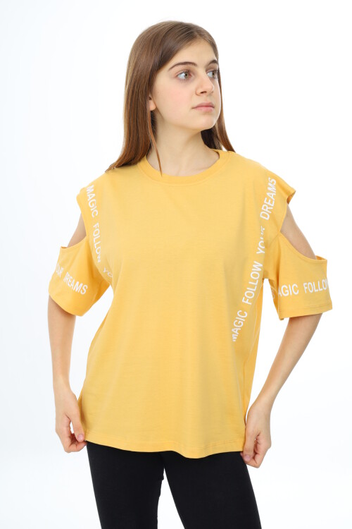 Kız Çocuk Omuzları Açık T-Shirt 9-14 Yaş px017