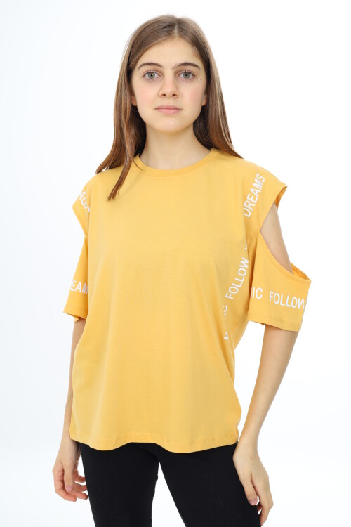 Kız Çocuk Omuzları Açık T-Shirt 9-14 Yaş px017