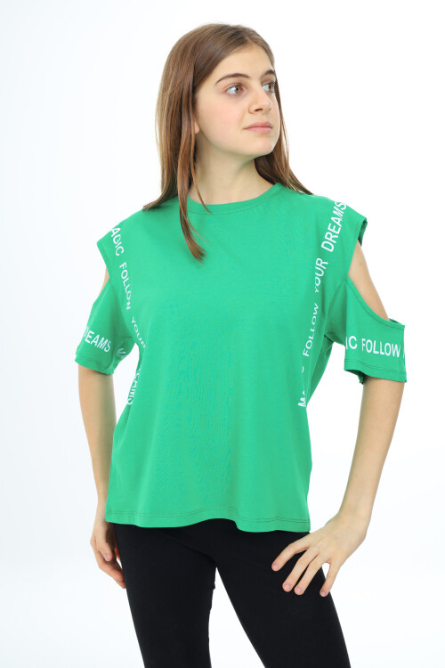 Kız Çocuk Omuzları Açık T-Shirt 9-14 Yaş px017