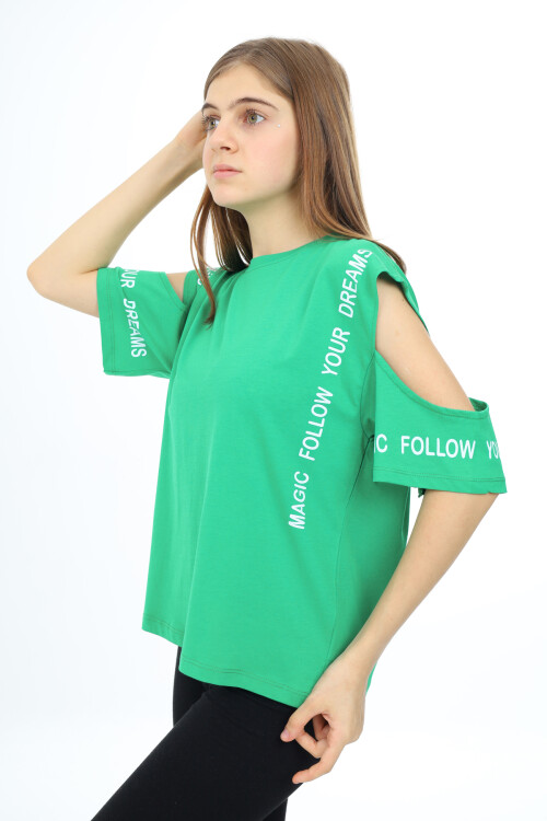 Kız Çocuk Omuzları Açık T-Shirt 9-14 Yaş px017
