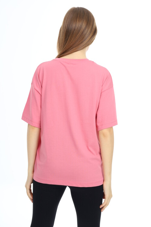 Kız Çocuk Tasarım Kalp Desenli T-Shirt 9-14 Yaş Lx036