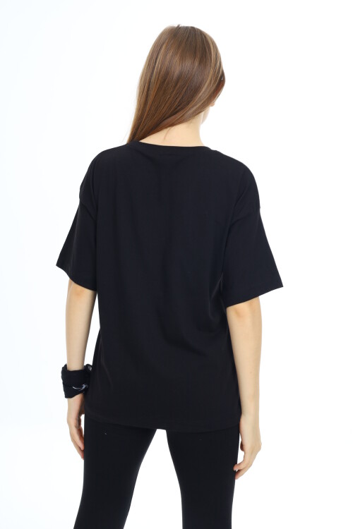 Kız Çocuk Tasarım Kalp Desenli T-Shirt 9-14 Yaş Lx036