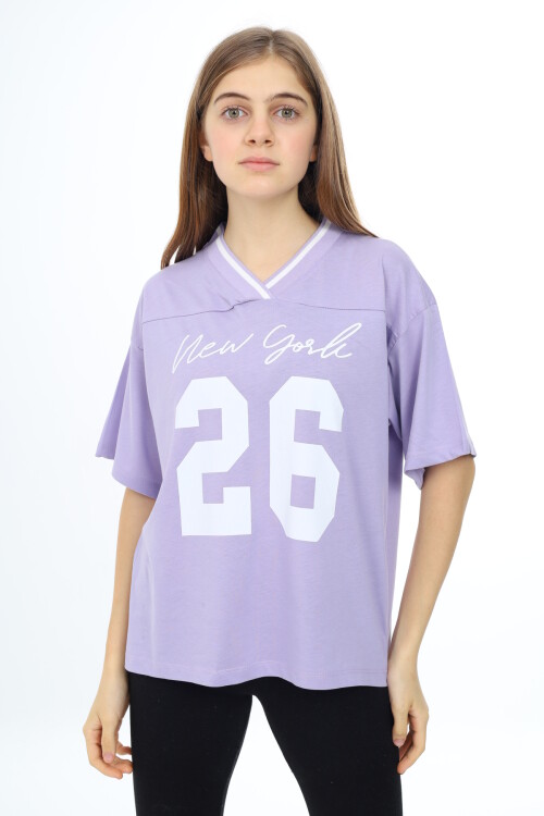 Kız Çocuk V Yaka T-Shirt 9-14 Yaş Lx021