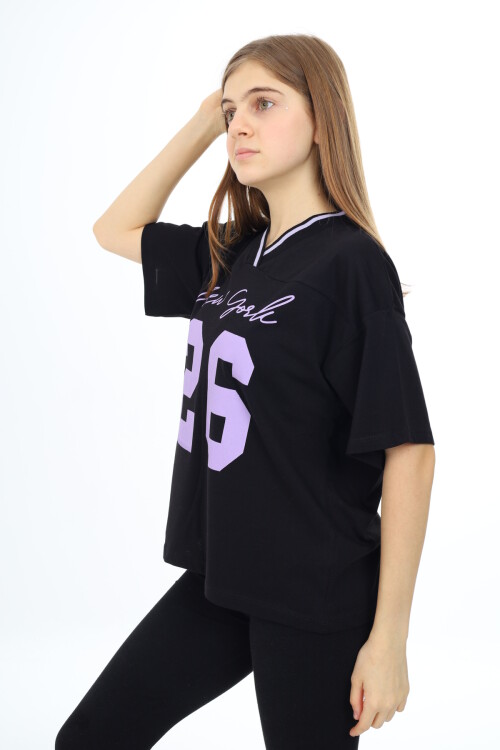 Kız Çocuk V Yaka T-Shirt 9-14 Yaş Lx021