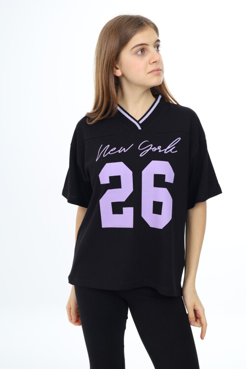 Kız Çocuk V Yaka T-Shirt 9-14 Yaş Lx021