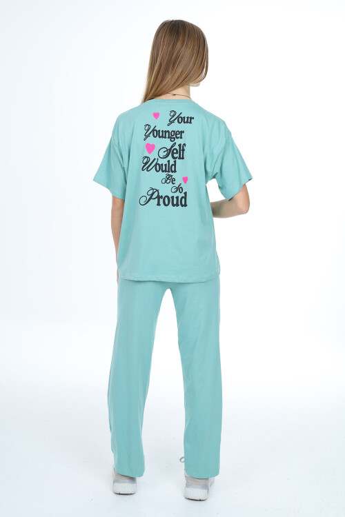 Kız Çocuk Yazı Baskılı Takım 9-14 Yaş LX300