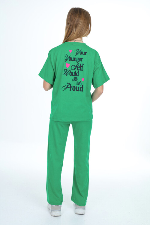 Kız Çocuk Yazı Baskılı Takım 9-14 Yaş LX300