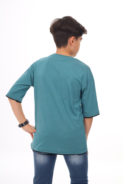 Erkek Çocuk Cep Baskılı T-Shirt 9-14 Yaş Lx6967