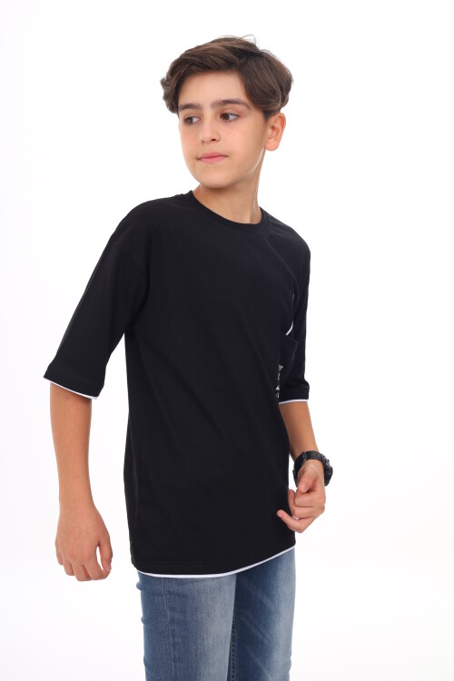 Erkek Çocuk Cep Baskılı T-Shirt 9-14 Yaş Lx6967