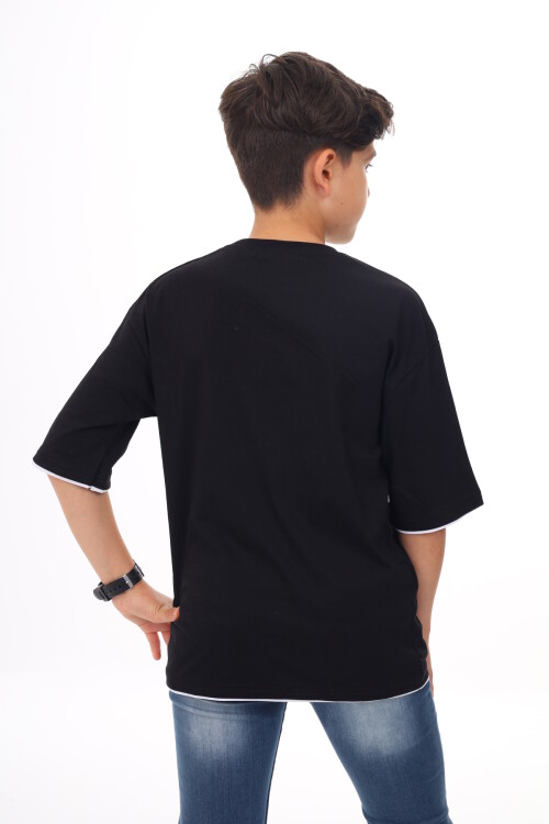 Erkek Çocuk Cep Baskılı T-Shirt 9-14 Yaş Lx6967