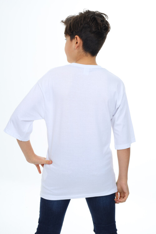 Erkek Çocuk Garni Detaylı Baskılı T-Shirt 9-14 Yaş Lx7083