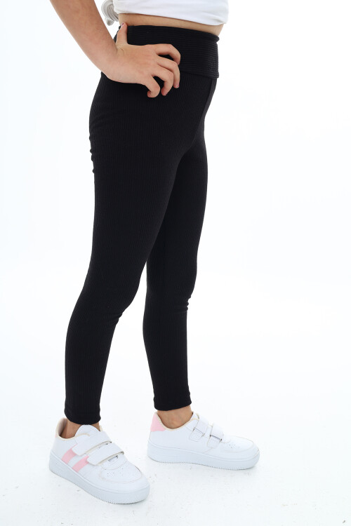 Kız Çocuk Yüksek Bel Fitilli Tayt 6-13 Yaş 9350