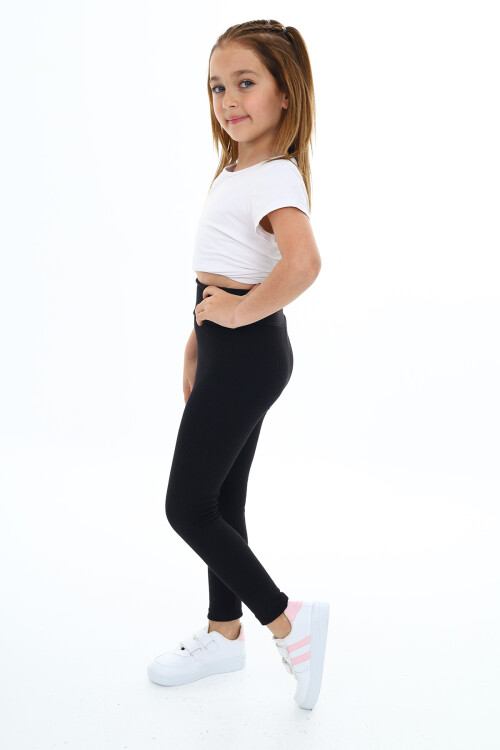 Kız Çocuk Yüksek Bel Fitilli Tayt 6-13 Yaş 9350