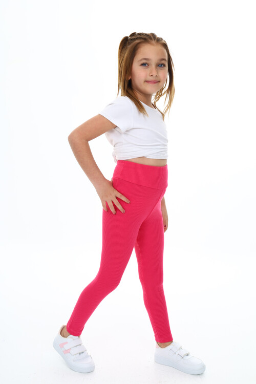 Kız Çocuk Yüksek Bel Fitilli Tayt 6-13 Yaş 9350