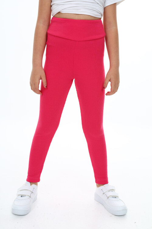 Kız Çocuk Yüksek Bel Fitilli Tayt 6-13 Yaş 9350