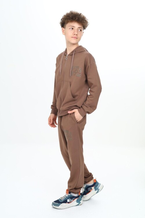 Erkek Çocuk Fermuarlı Kapüşonlu 2 İplik Eşofman Takımı px 7205