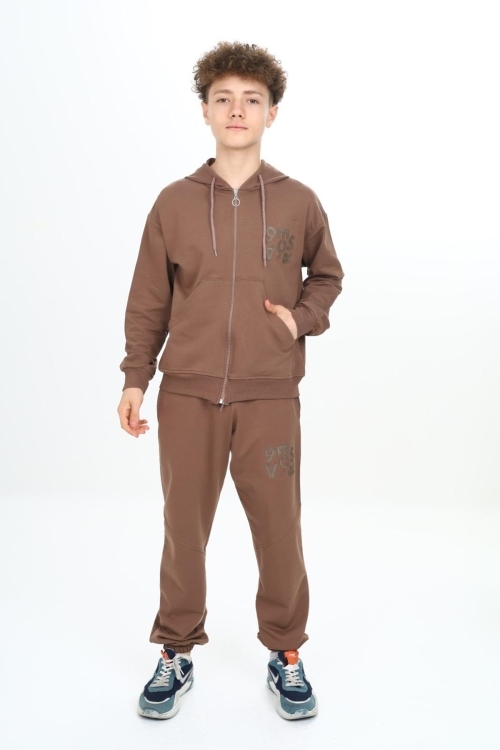 Erkek Çocuk Fermuarlı Kapüşonlu 2 İplik Eşofman Takımı px 7205