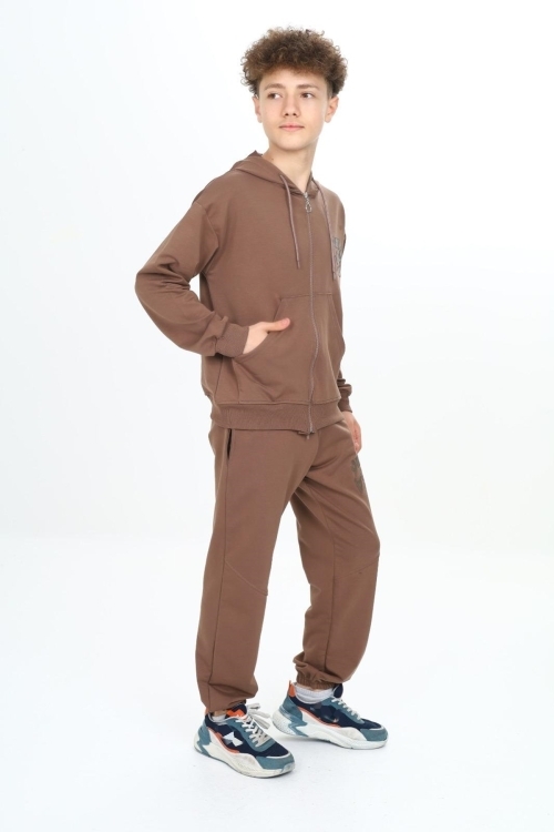 Erkek Çocuk Fermuarlı Kapüşonlu 2 İplik Eşofman Takımı px 7205