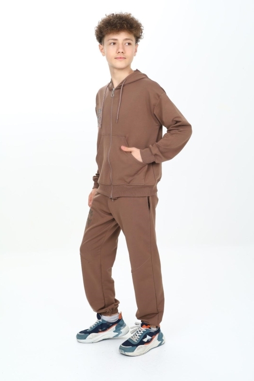 Erkek Çocuk Fermuarlı Kapüşonlu 2 İplik Eşofman Takımı px 7205