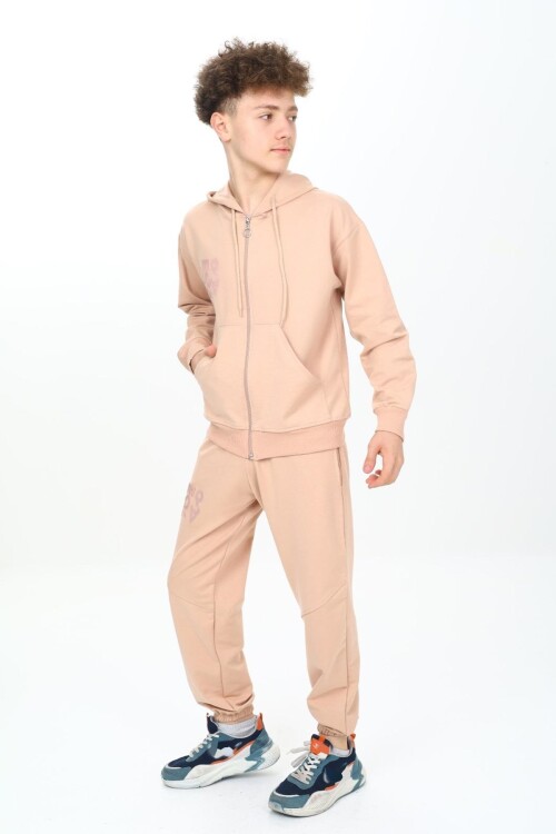 Erkek Çocuk Fermuarlı Kapüşonlu 2 İplik Eşofman Takımı px 7205