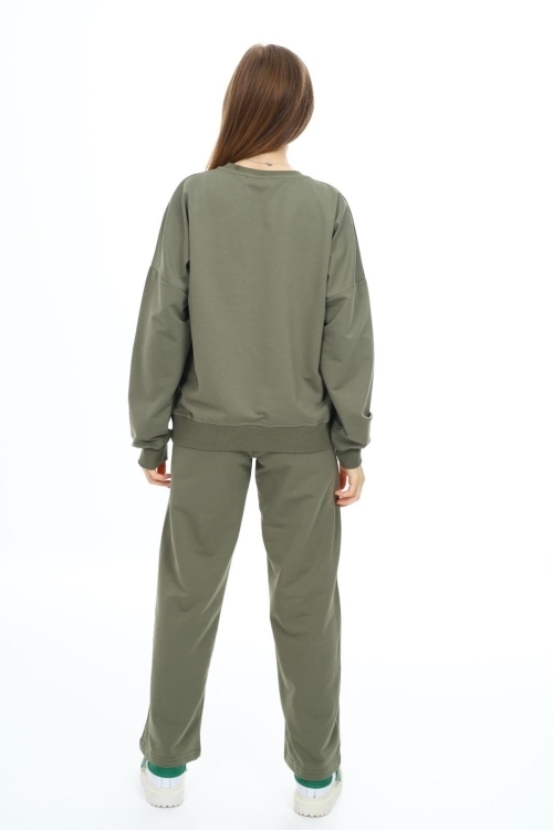 Kız Çocuk Forever Baskılı Geniş Paçalı 2 İplik Eşofman Takımı Px7122