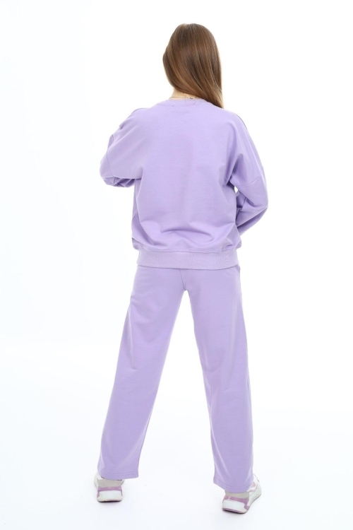 Kız Çocuk Forever Baskılı Geniş Paçalı 2 İplik Eşofman Takımı Px7122