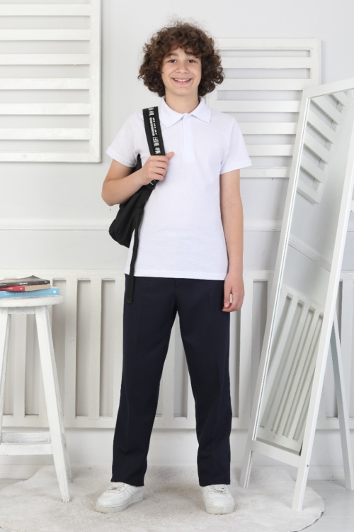 2li T-Shirt Erkek Çocuk %100 Pamuk Okul Tarz 5-13 Yaş 12277