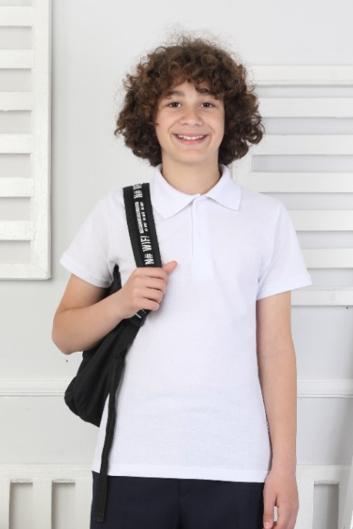 Erkek Çocuk %100 Pamuk Okul Tarz T-Shirt 5-13 Yaş  12272