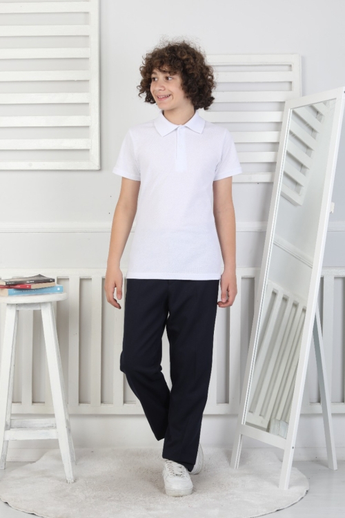 Erkek Çocuk %100 Pamuk Okul Tarz T-Shirt 5-13 Yaş  12272