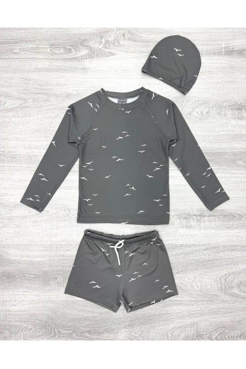 Erkek Çocuk 3lü Mayo Takımı (Şort+Tişört+Bone) 2-8 Yaş 12218