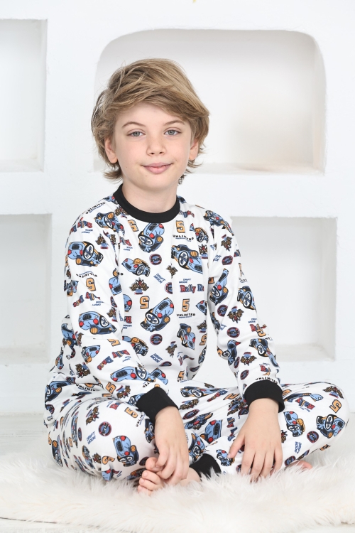 Erkek Çocuk Araba Baskılı Pijama Takımı 1-7 Yaş 12290
