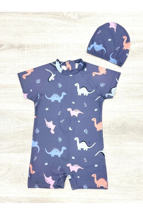 Erkek Çocuk Boneli Mayo Takımı (Tulum Mayo+Bone) 2-8 Yaş 12219