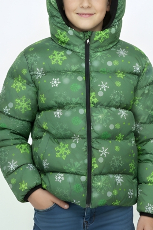 Erkek Çocuk İçi Polar Astarlı-Kapüşonlu-Desenli-Fermuarlı Mont 12361