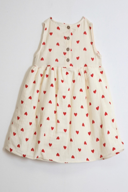 Kız Çocuk %100 Müslin Pamuk Fiyonk Detaylı Elbise 4-10 Yaş 12262