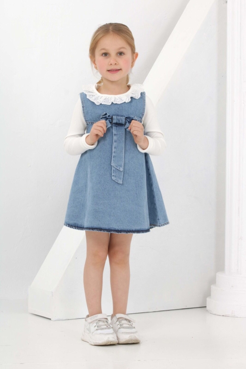 Kız Çocuk 2li Jean Elbise (Jean Elbise+Bady Sweat) 12180
