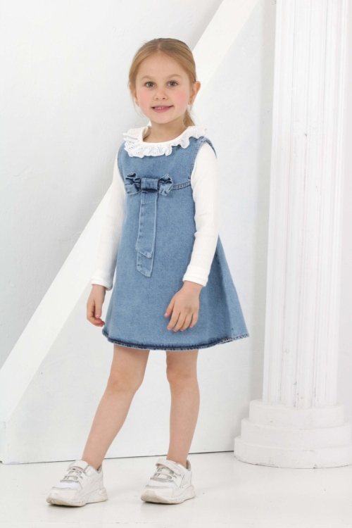 Kız Çocuk 2li Jean Elbise (Jean Elbise+Bady Sweat) 12180