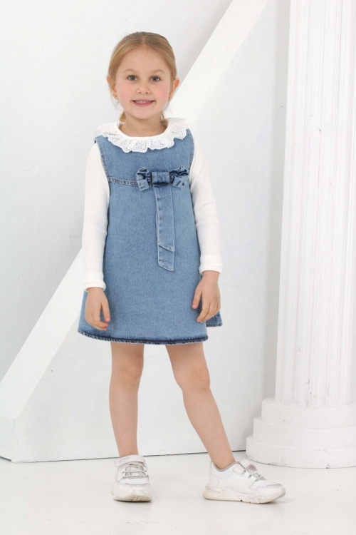 Kız Çocuk 2li Jean Elbise (Jean Elbise+Bady Sweat) 12180