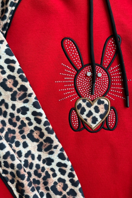 Kız Çocuk 3 İplik Alt-Üst Takım Kapüşonlu Rotasyon Desenli Nakış ve Taş Baskılı 12311