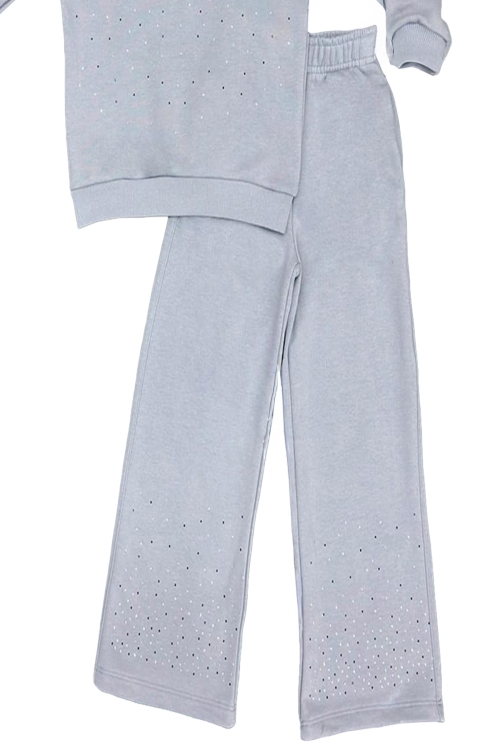 Kız Çocuk 3 İplik Taş Detaylı Alt-Üst Takım 4-12 Yaş 12346