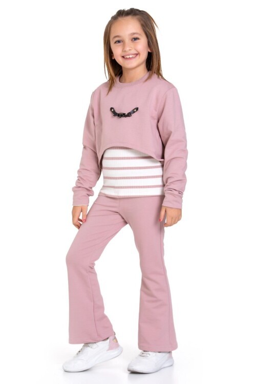 Kız Çocuk 3lü Takım (Pantolon+Bluz+T-shirt) 12125