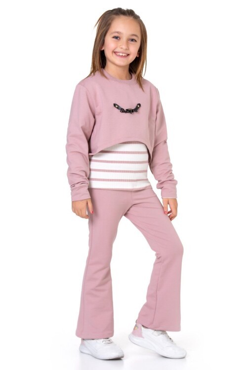 Kız Çocuk 3lü Takım (Pantolon+Bluz+T-shirt) 12125