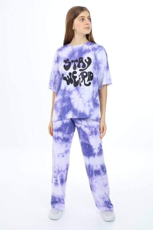 Kız Çocuk Batik Baskılı Alt-Üst Takım 12152