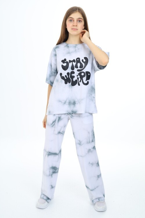 Kız Çocuk Batik Baskılı Alt-Üst Takım 12152