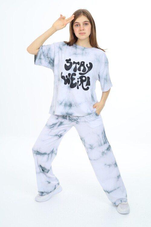 Kız Çocuk Batik Baskılı Alt-Üst Takım 12152