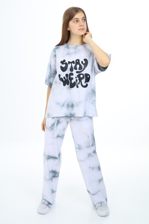 Kız Çocuk Batik Baskılı Alt-Üst Takım 12152